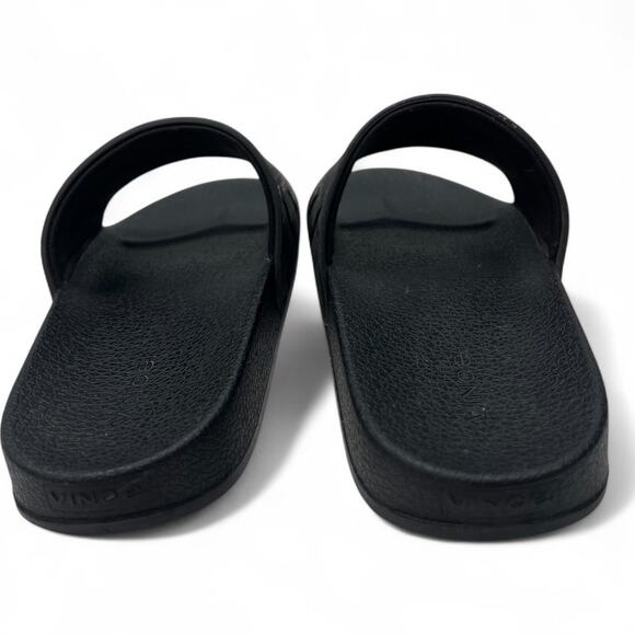 Vince Mens 7 / 8 Slides Large Woven Sandal Shower Flip Flop Rubber Black
